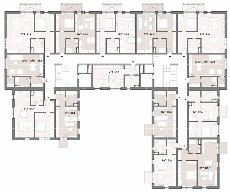 Mapa bytov 4NP